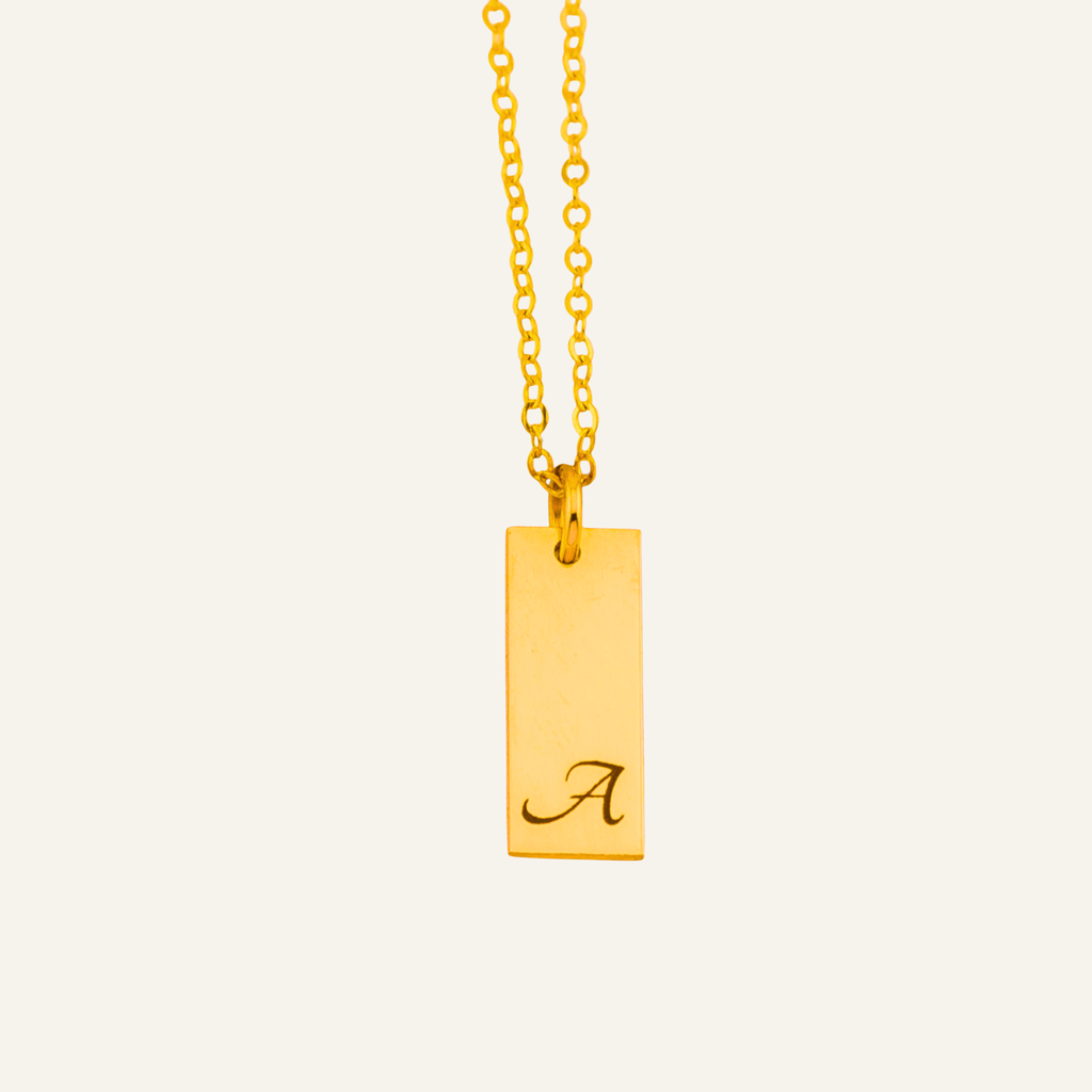 Vertical Small Name Tag Necklace, 5/8" Bar