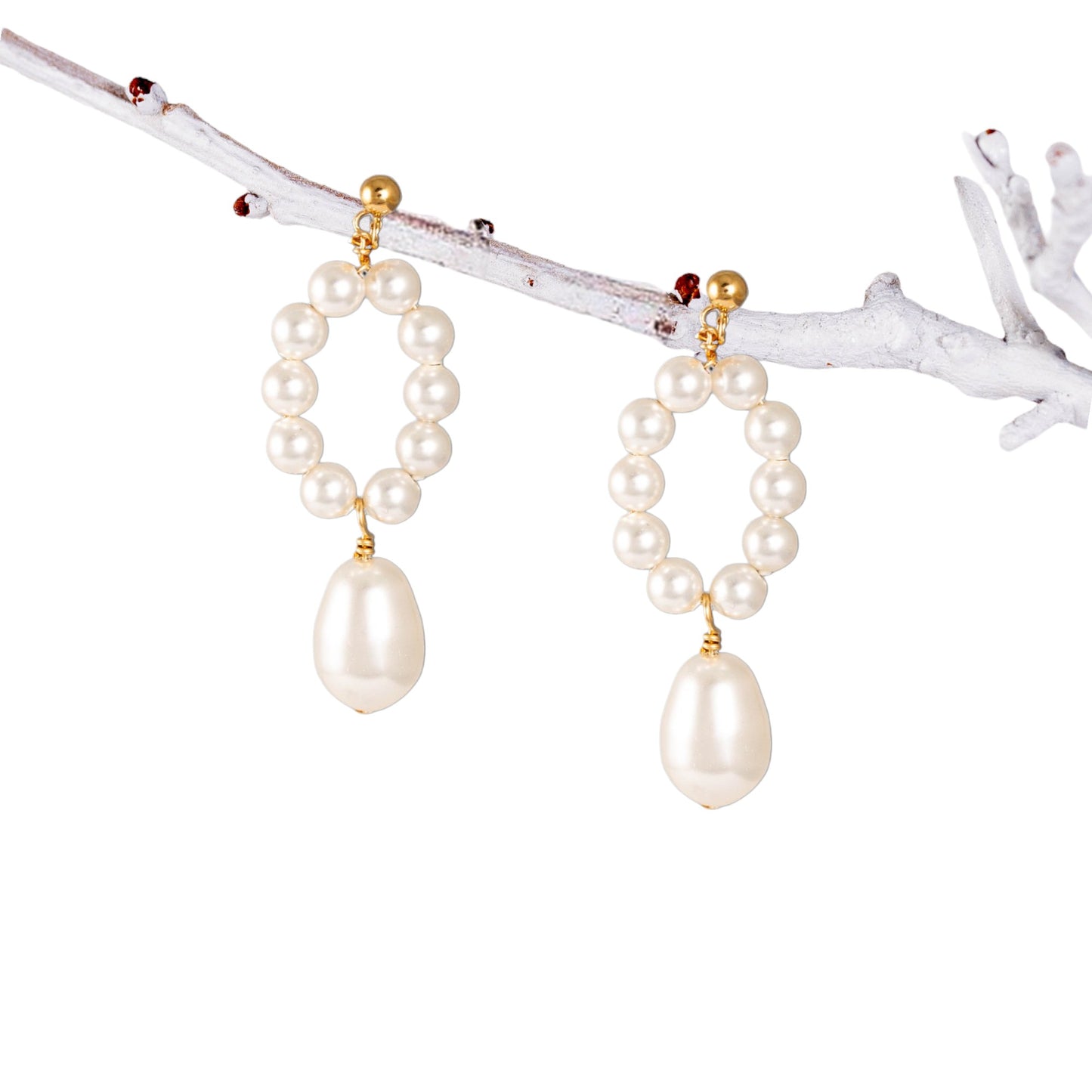 Pearl Hoop Stud Earrings