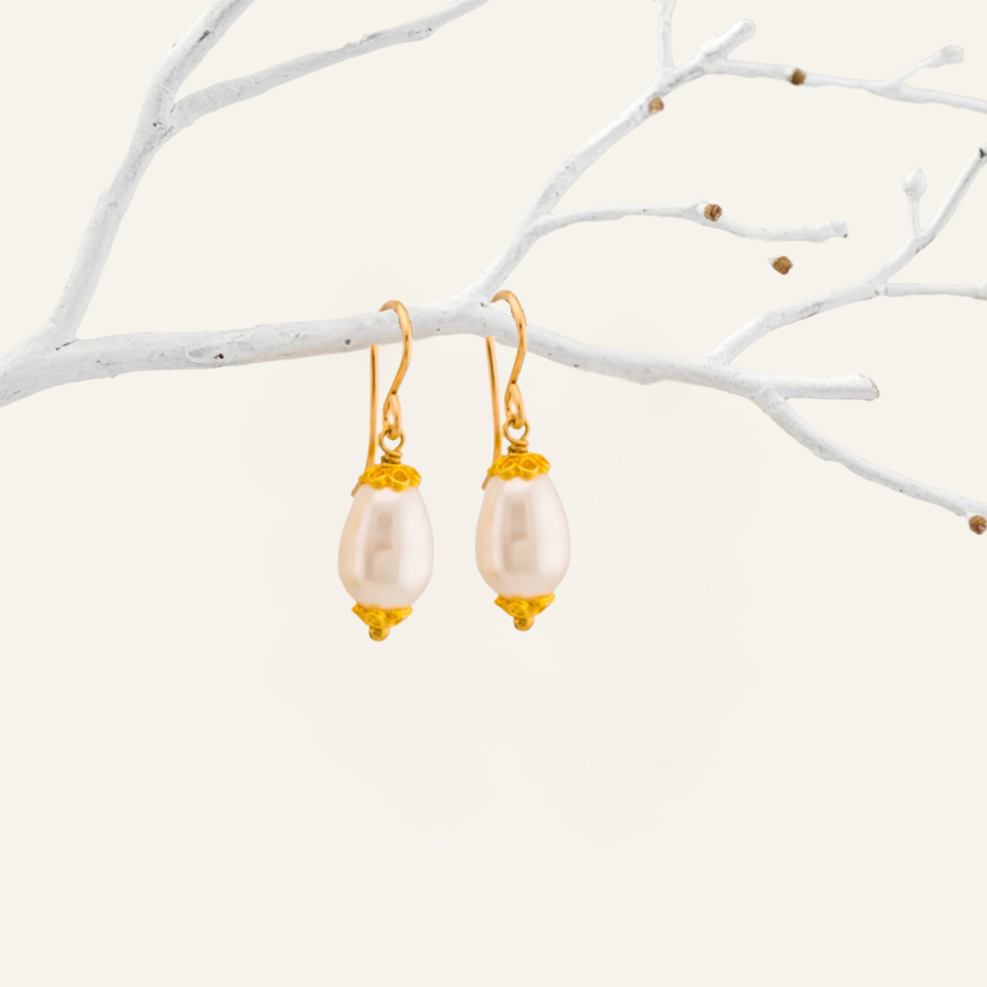 White Teardrop Pearl Earrings