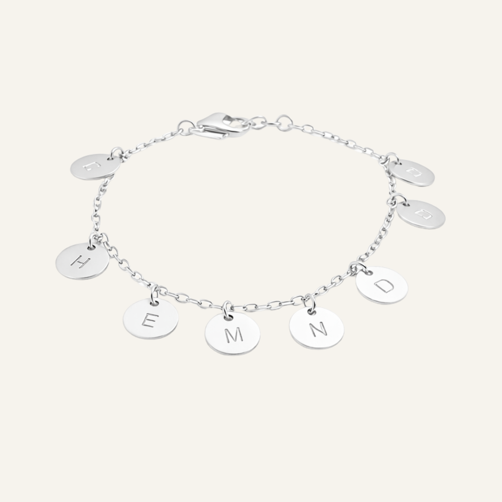 Grandma Family Monogram Bracelet, 3/8" Disc