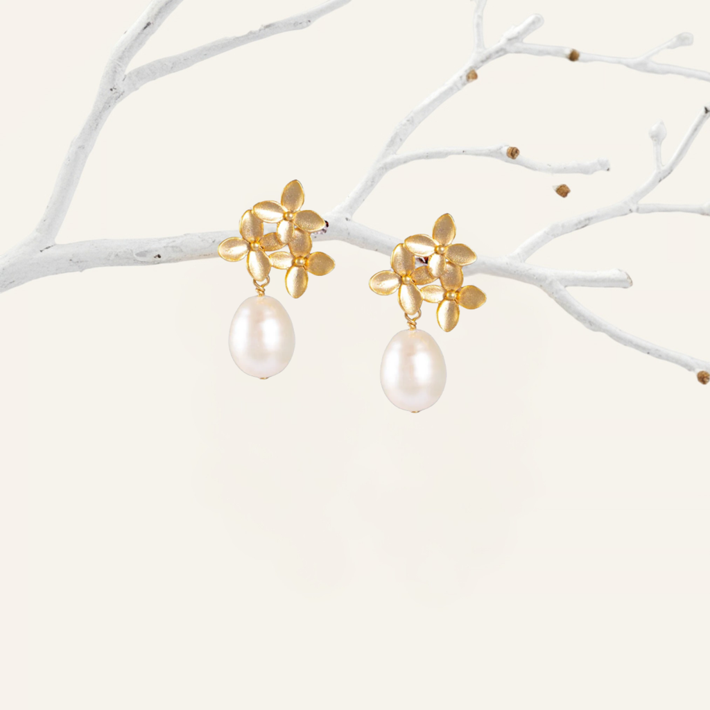 Cherry Blossom Earrings with Pearl