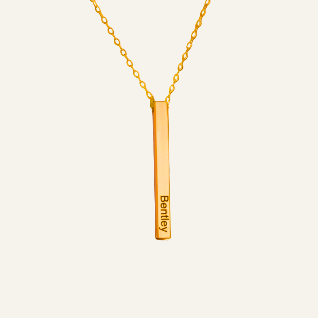 Customized 4-Sided Name Bar Necklace, 1.25-inch 3D Bar