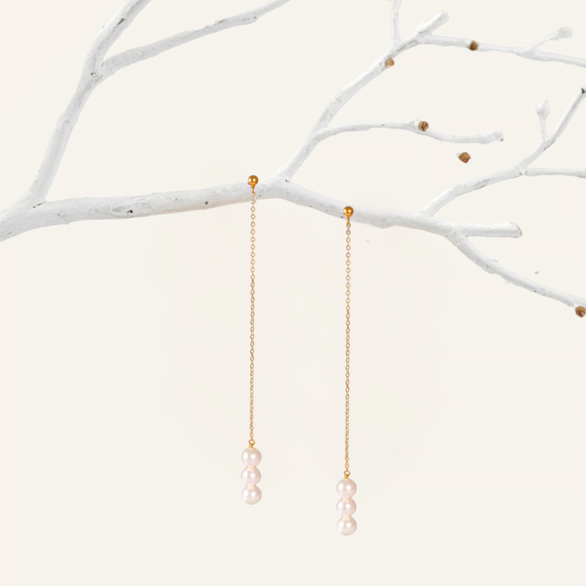 Pearl Drop Chain Earrings