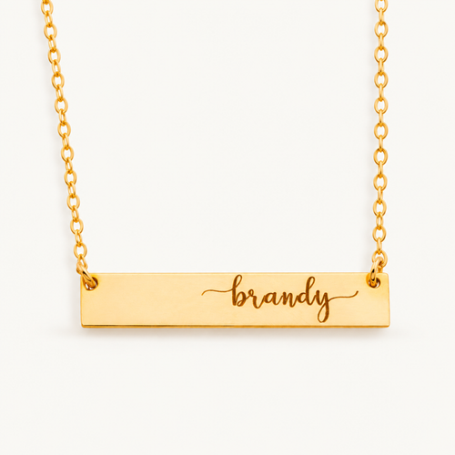 Personalized Name Bar Necklace – Engraved Script