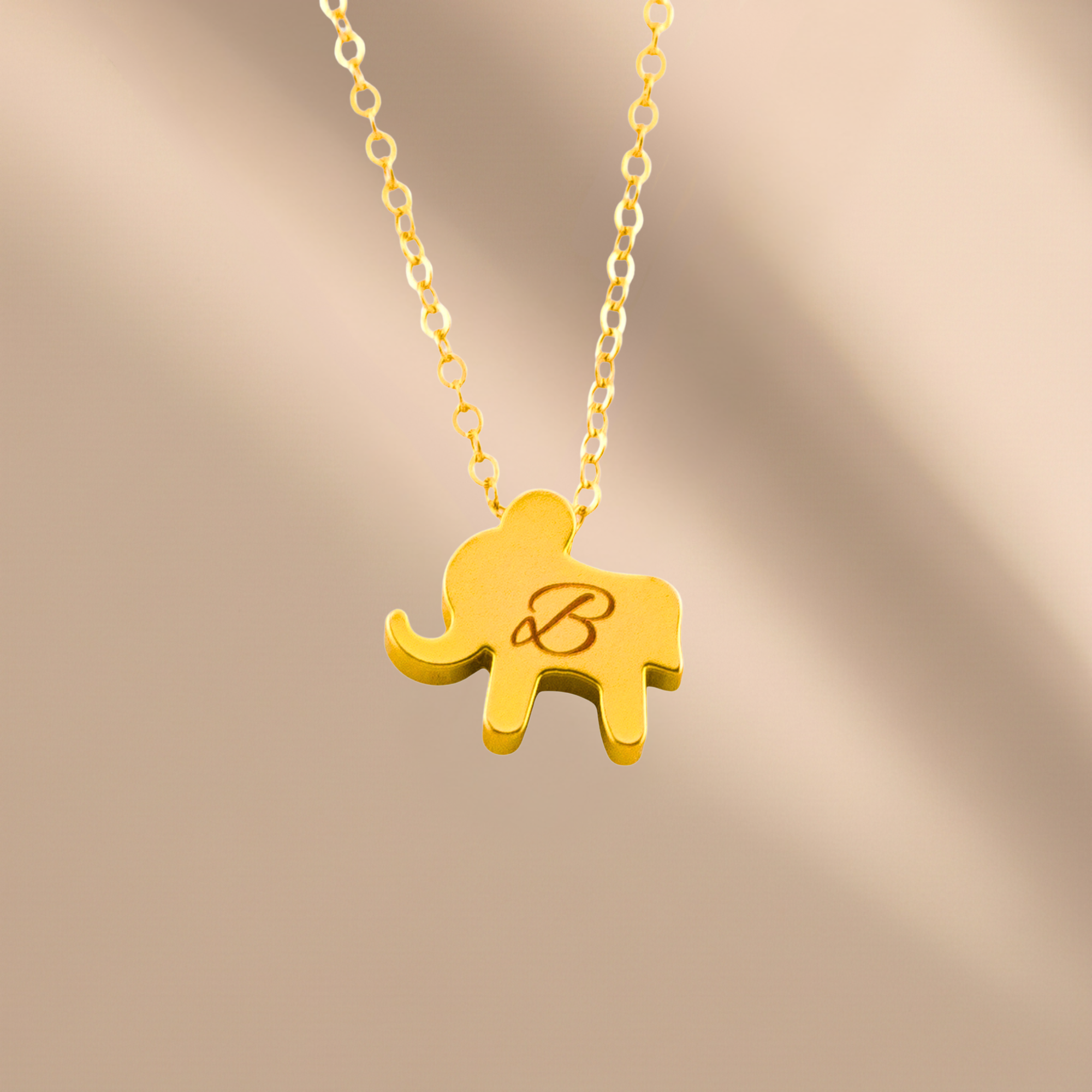 Personalized Initial Elephant Necklace