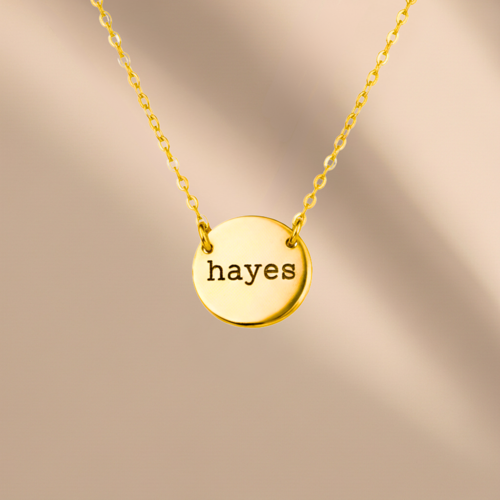 Personalized Large Circle Necklace, 1/2" Disc