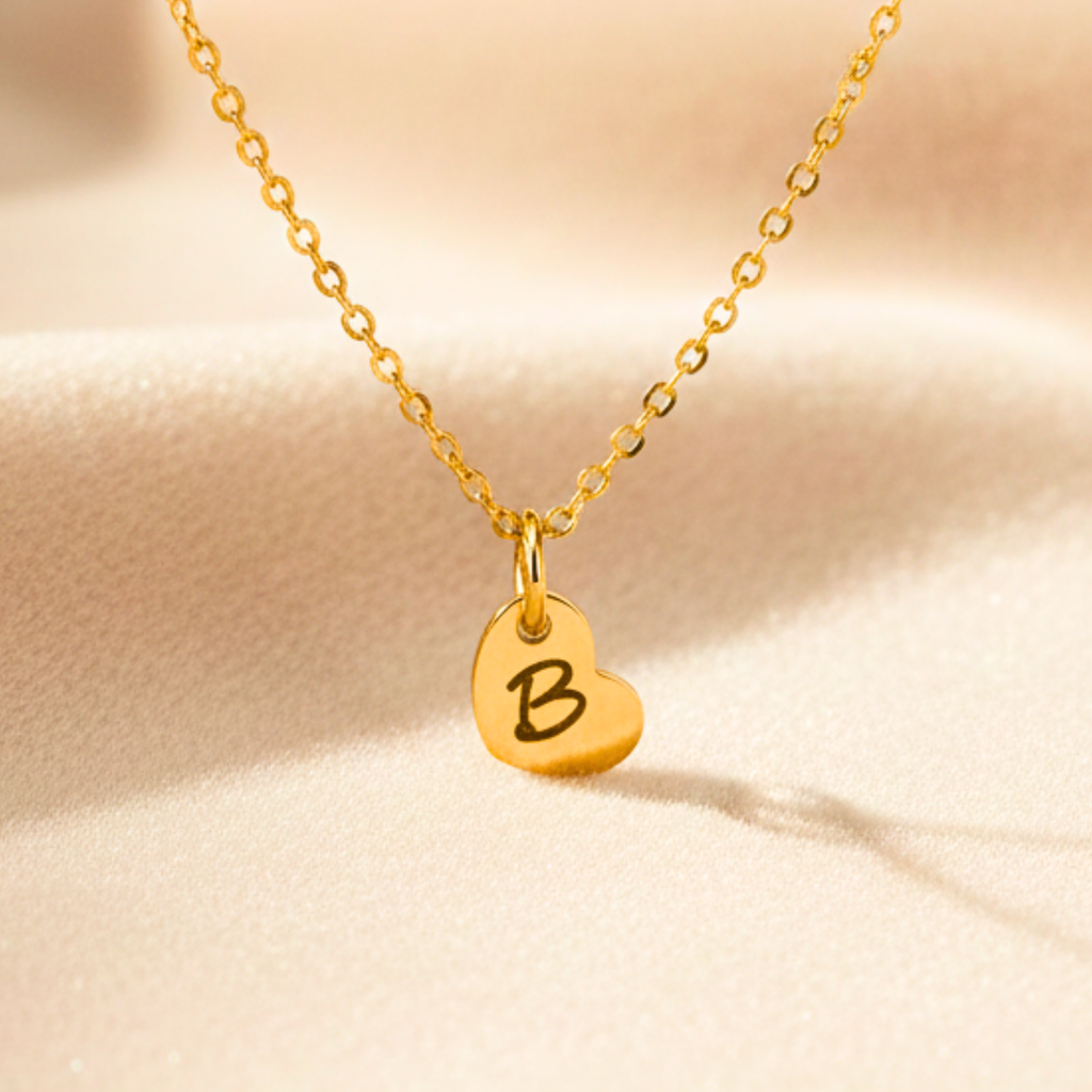 Tiny Initial Heart Necklace
