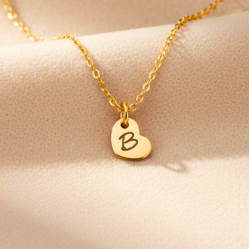 Tiny Initial Heart Necklace