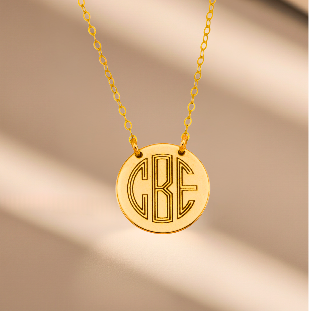 Monogram Necklace, 5/8" Disc
