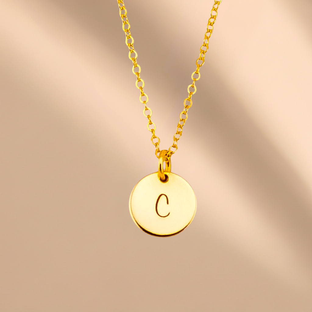 Custom 1 Circle Charm Necklace, 3/8-inch