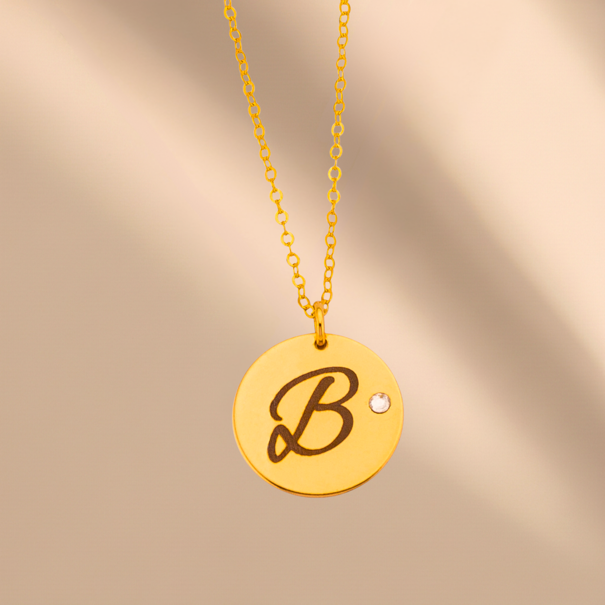 Customized Disc Crystal Necklace, 5/8" Disc