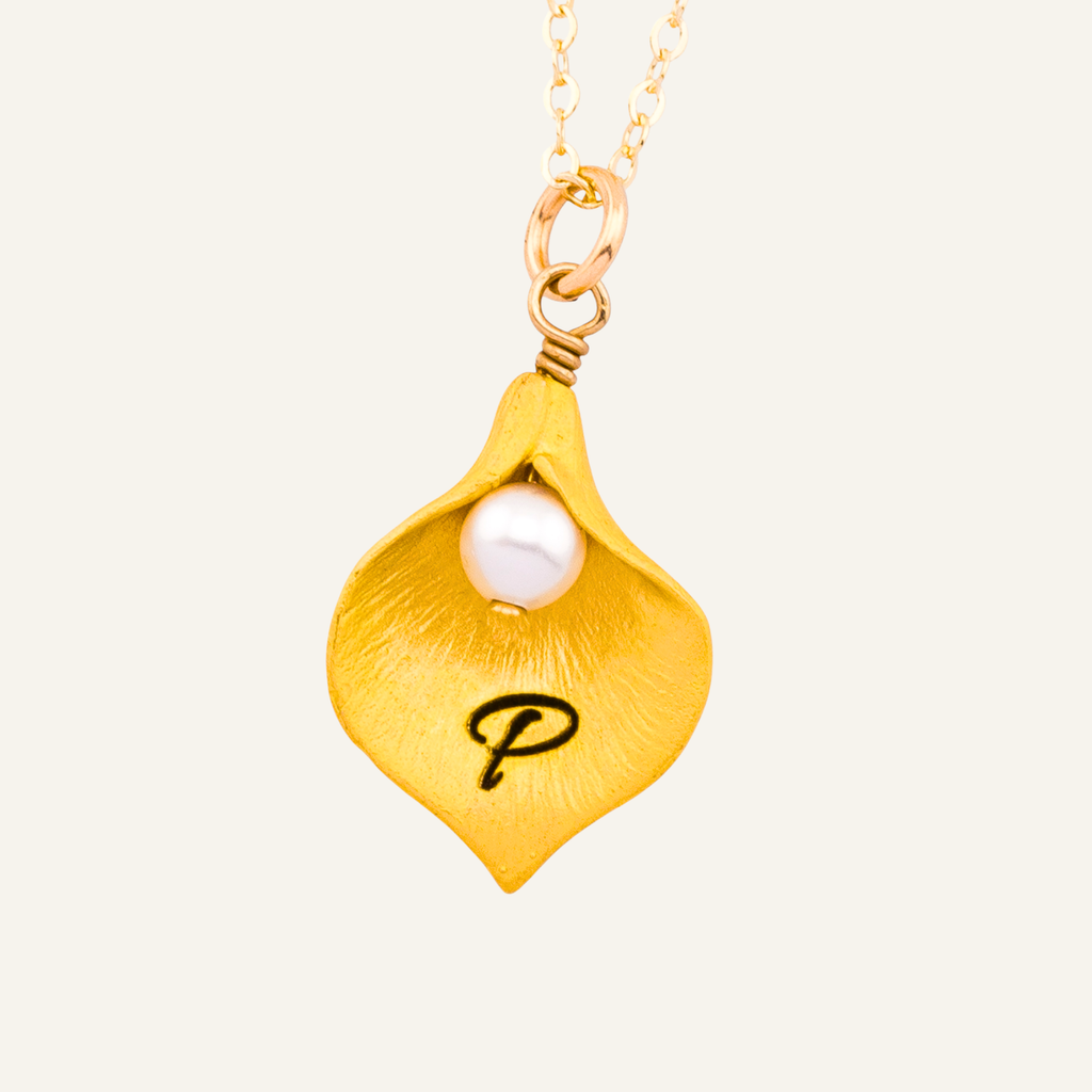 Custom Initial Calla Lilly Necklace