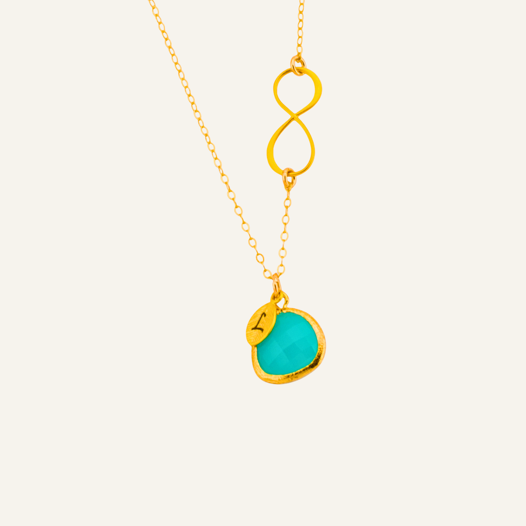 Monogram Bezel Stone Infinity Necklace