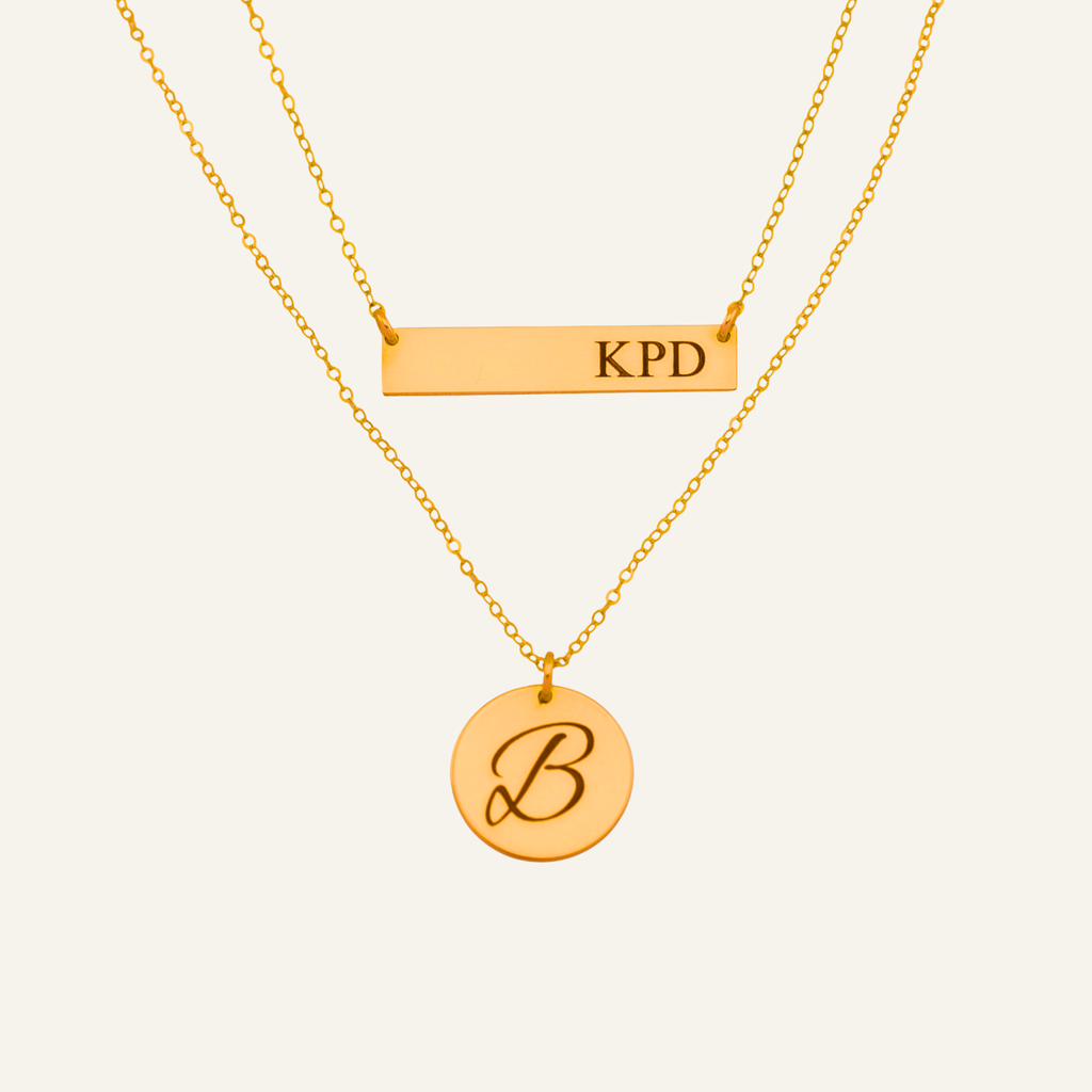Layering Bar and Disc Necklace Set,  5/8-inch Disc and 1.25-inch Bar