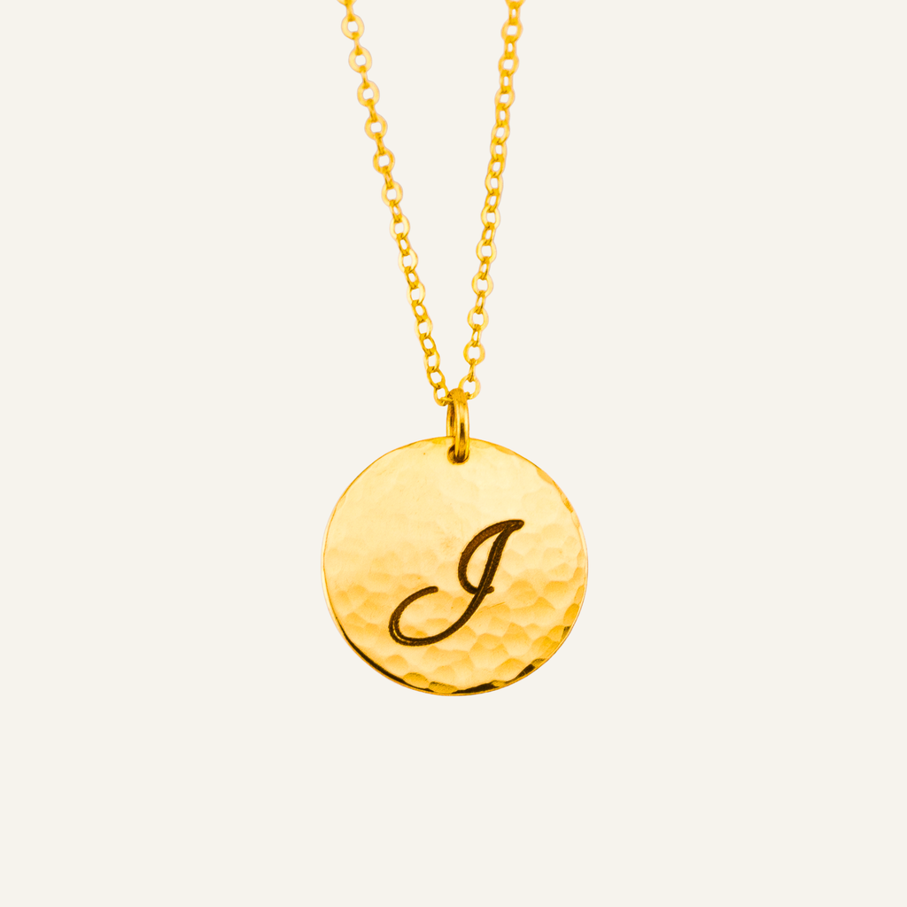 Large Charm Initial Necklace, 5/8" Disc