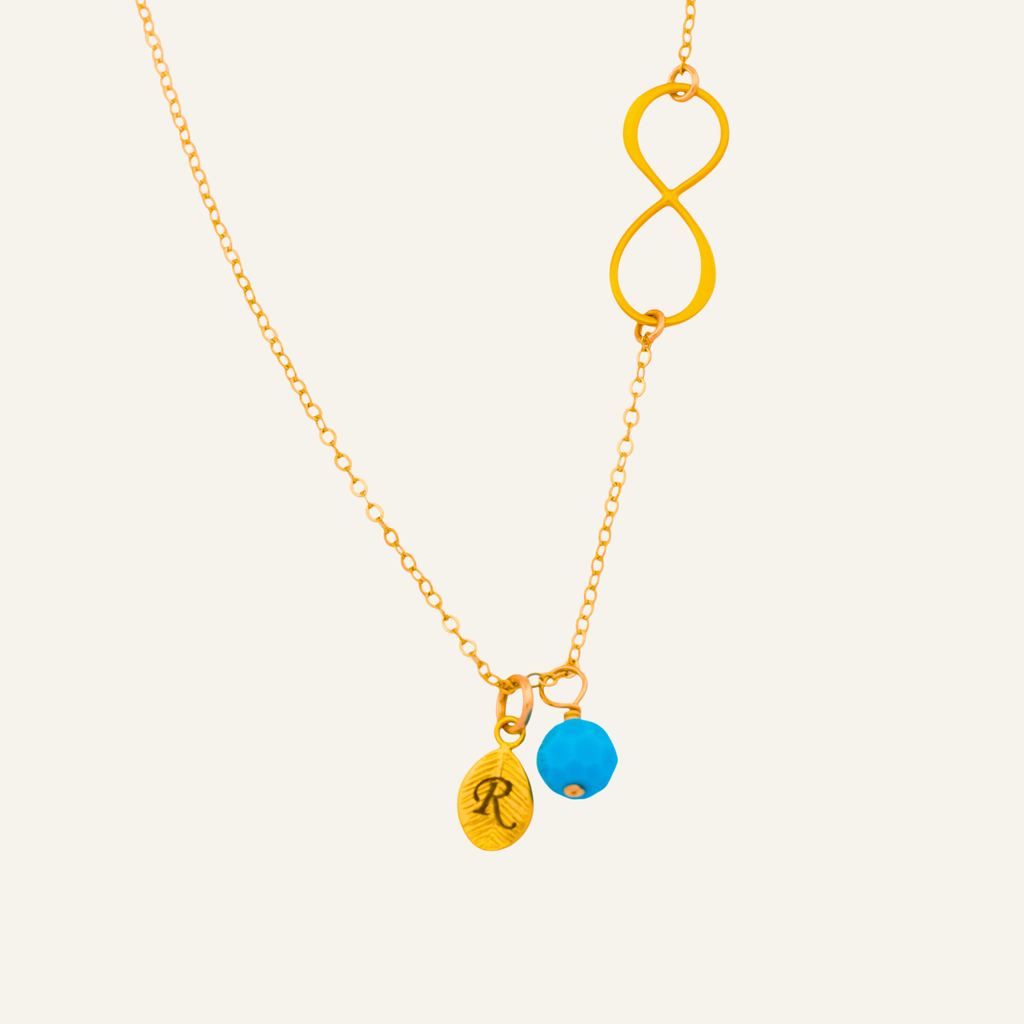 Infinity Birthstone and Leaf  Necklace