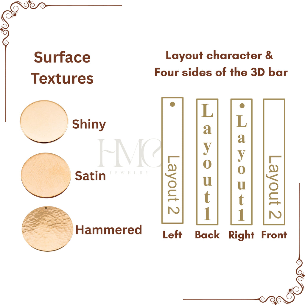 Customized 4-Sided Name Bar Necklace, 1.25-inch 3D Bar