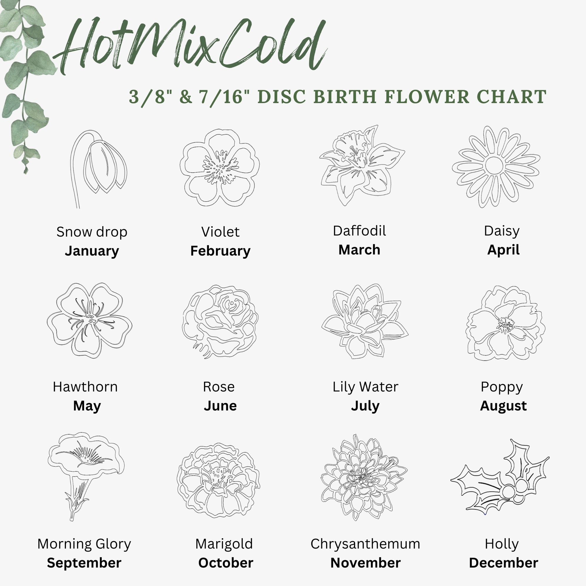 Birth Month Flower Necklace - 7/16"-inch Disc