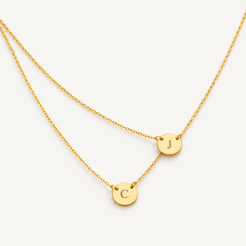 Small Sideways Circle 2 Strands Layered Necklace