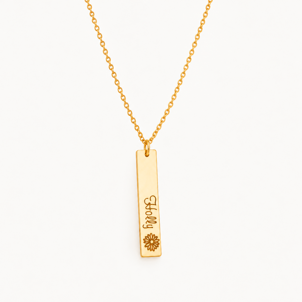 Personalized Vertical Bar Necklace – Birth Flower