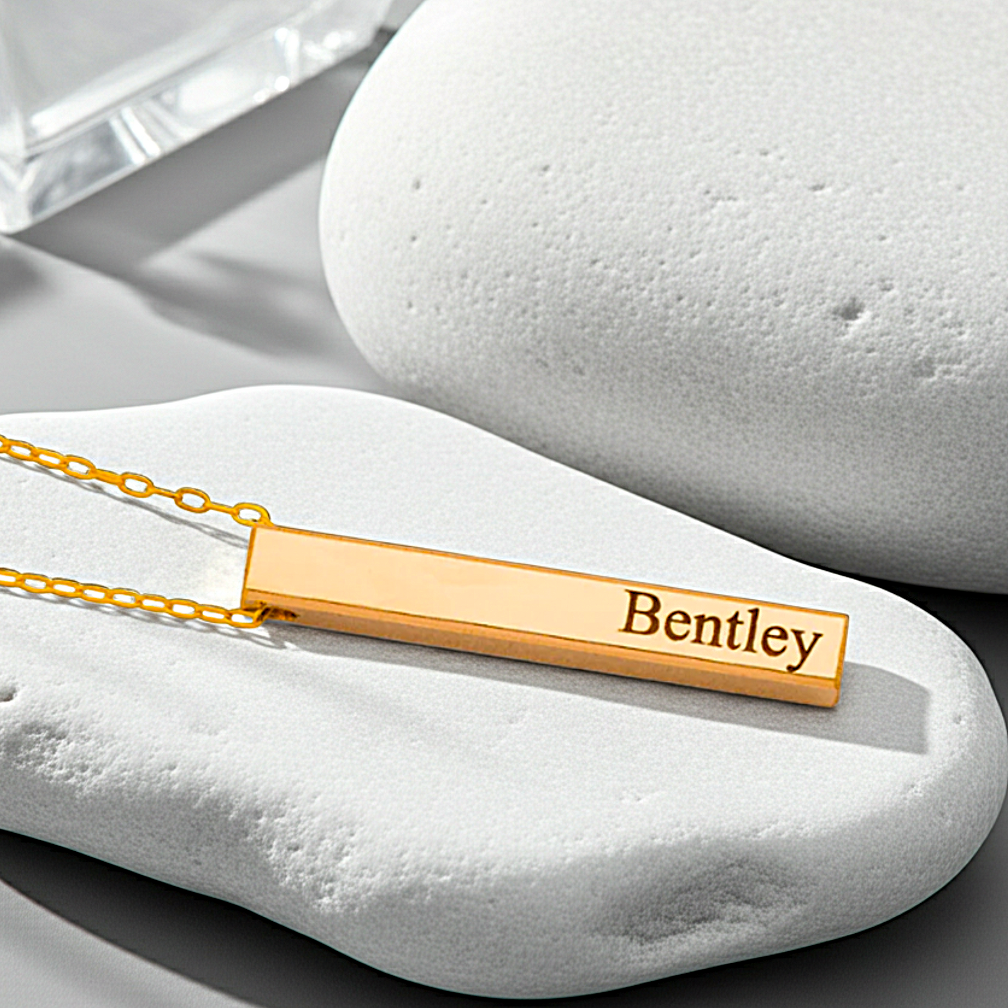 Customized 4-Sided Name Bar Necklace, 1.5-inch 3D Bar