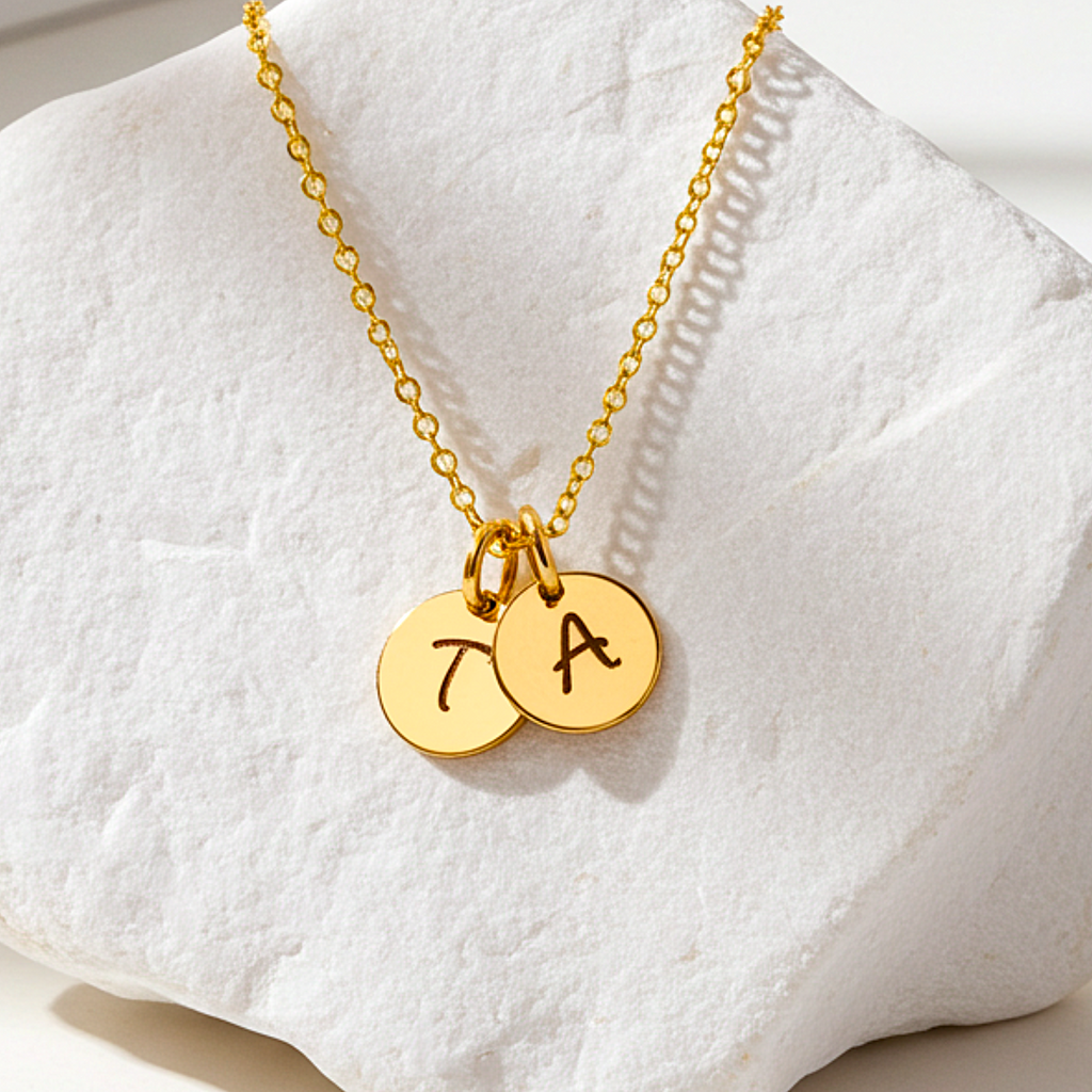 Tiny Initial Monogram Charm Necklace, 2 Charms