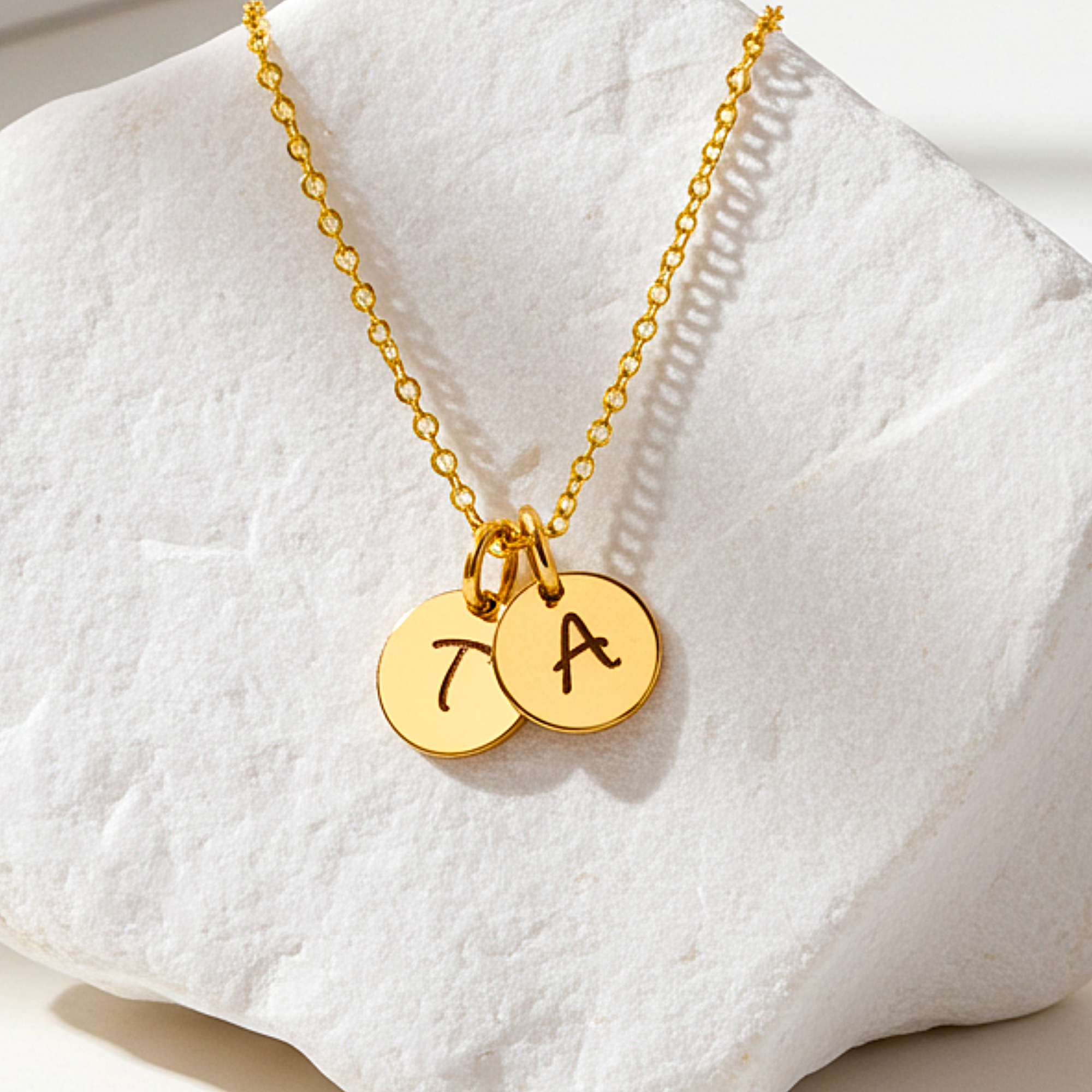 Tiny Initial Monogram Charm Necklace, 2 Charms
