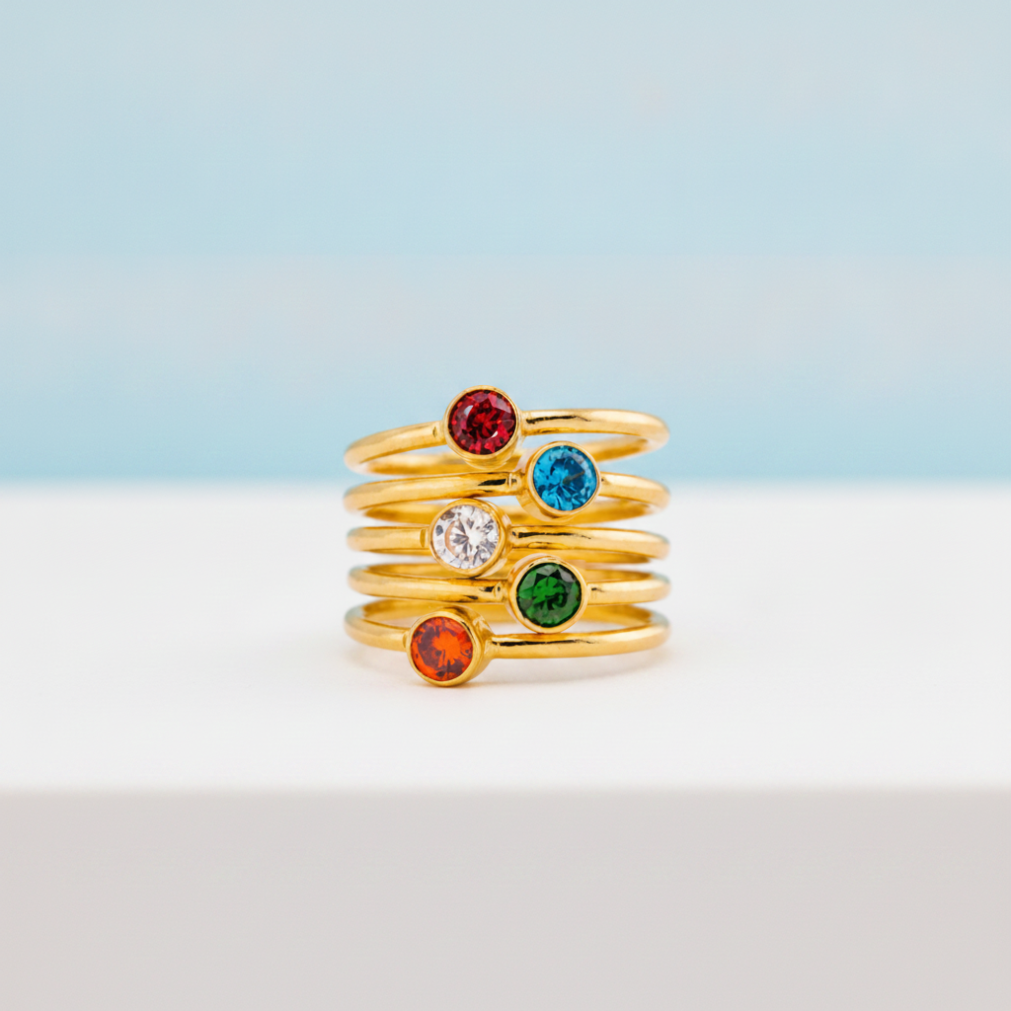 Birthstone Ring, Stacking Bezel Ring, Delicate Wire Ring with CZ Gemstone, Custom Stackable Ring