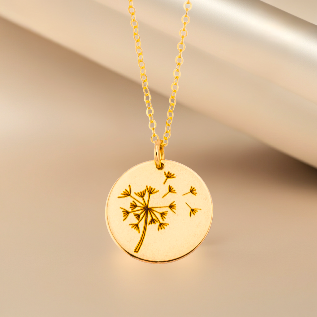 Dandelion Pendant Necklace, 5/8" Disc