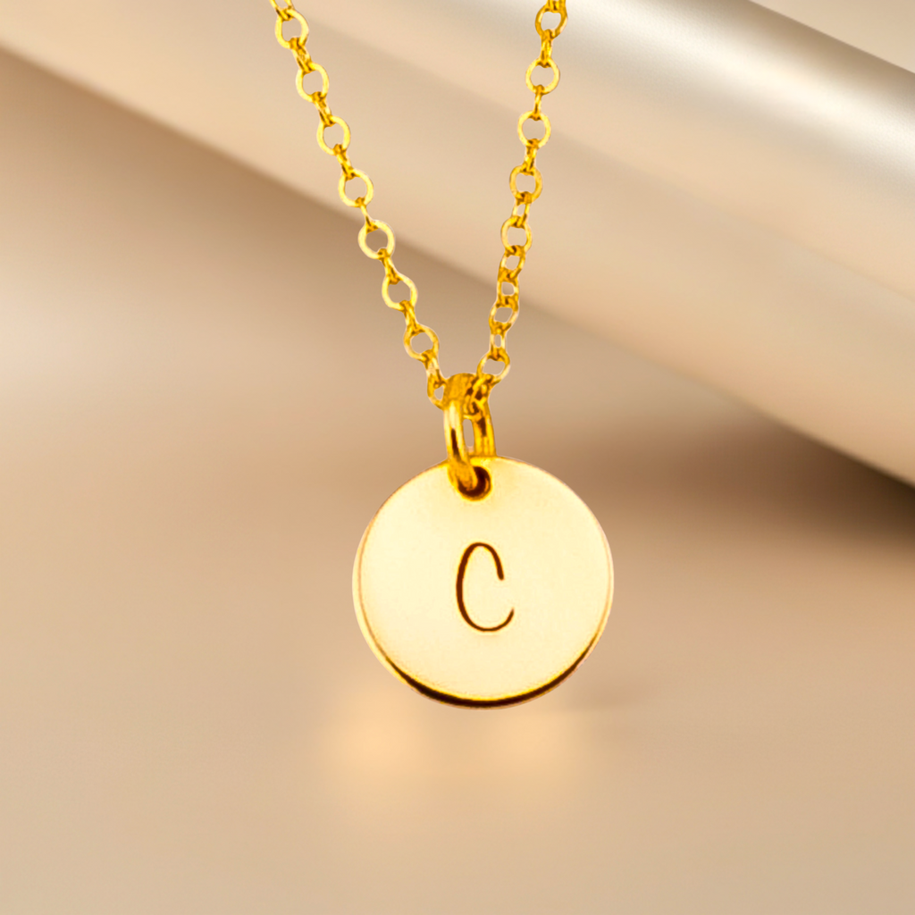 Custom 1 Circle Charm Necklace, 3/8-inch