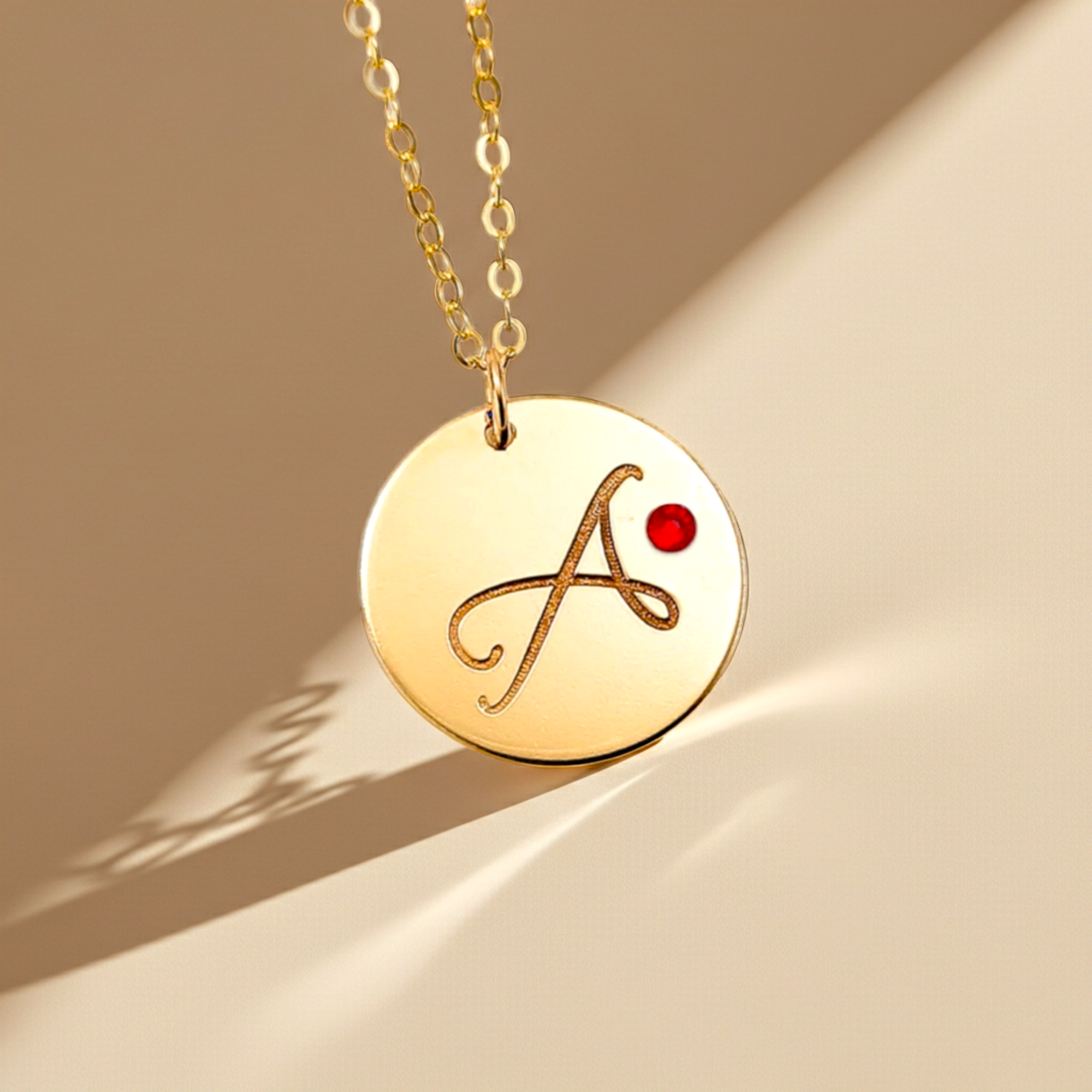 Customized Disc Crystal Necklace, 5/8" Disc