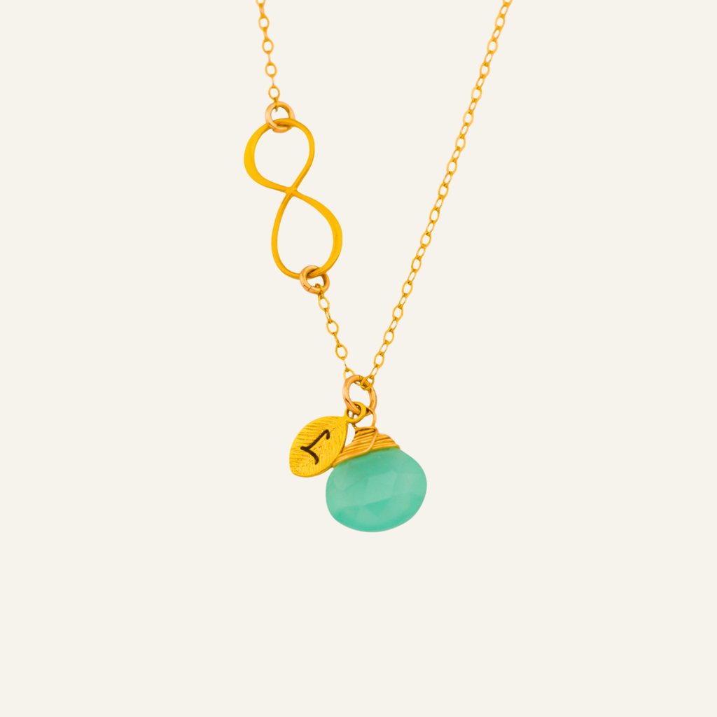 Customized Infinity Leaf Birthstone Necklace