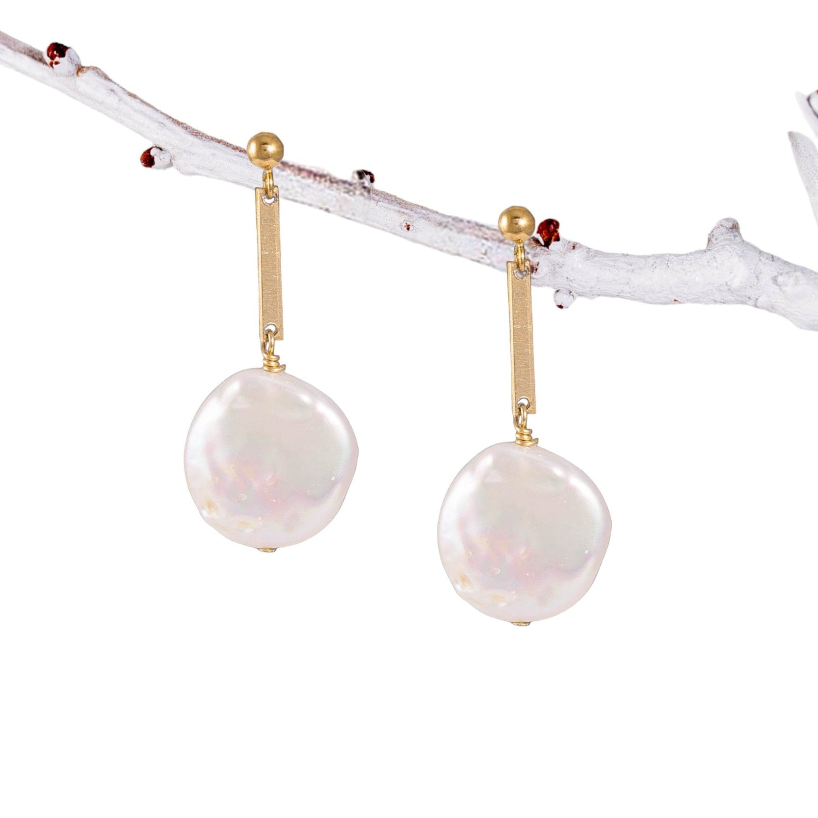 Real Coin Pearl Earrings