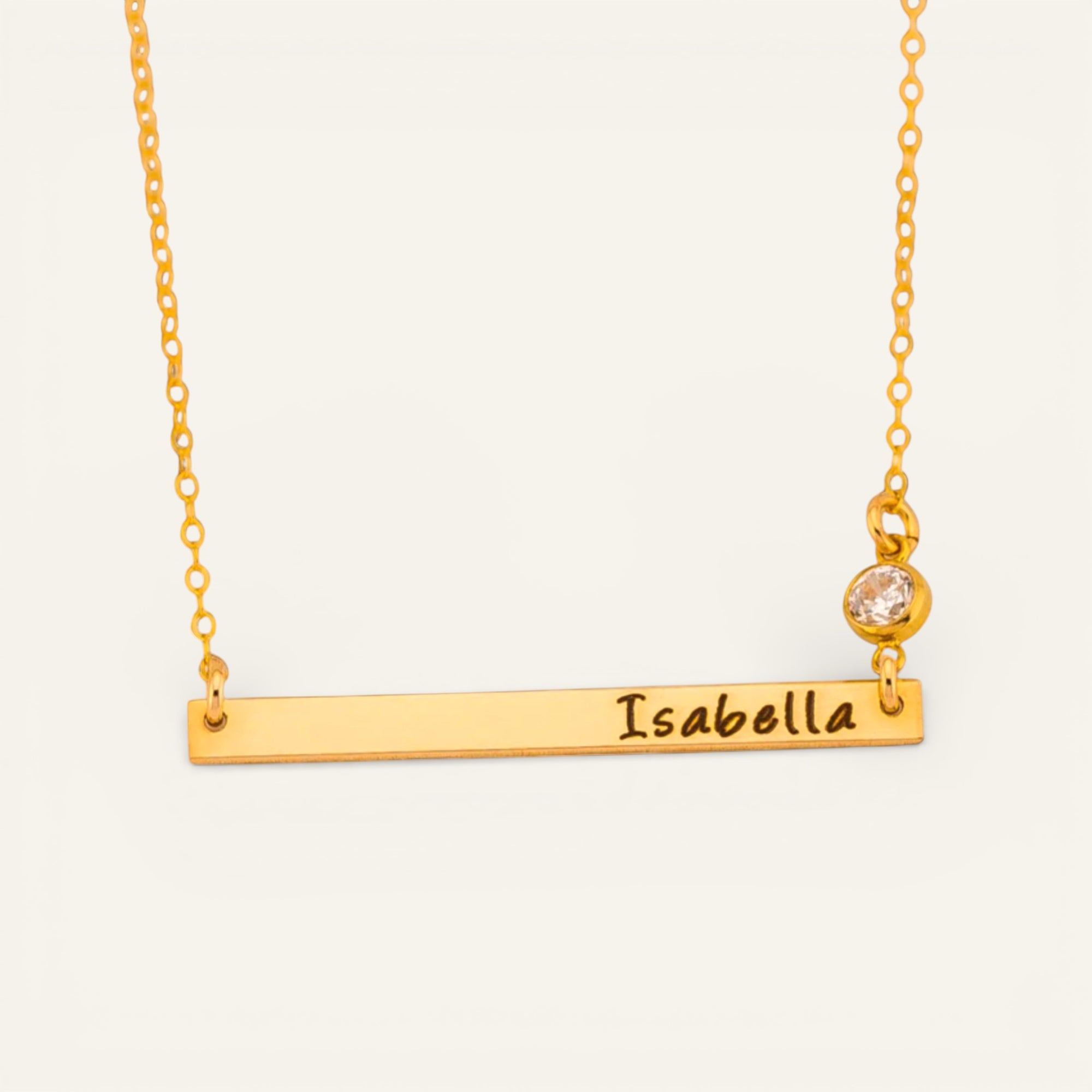 Minimalist Long Skinny Bar Necklace With Zirconia, 1.5" Bar