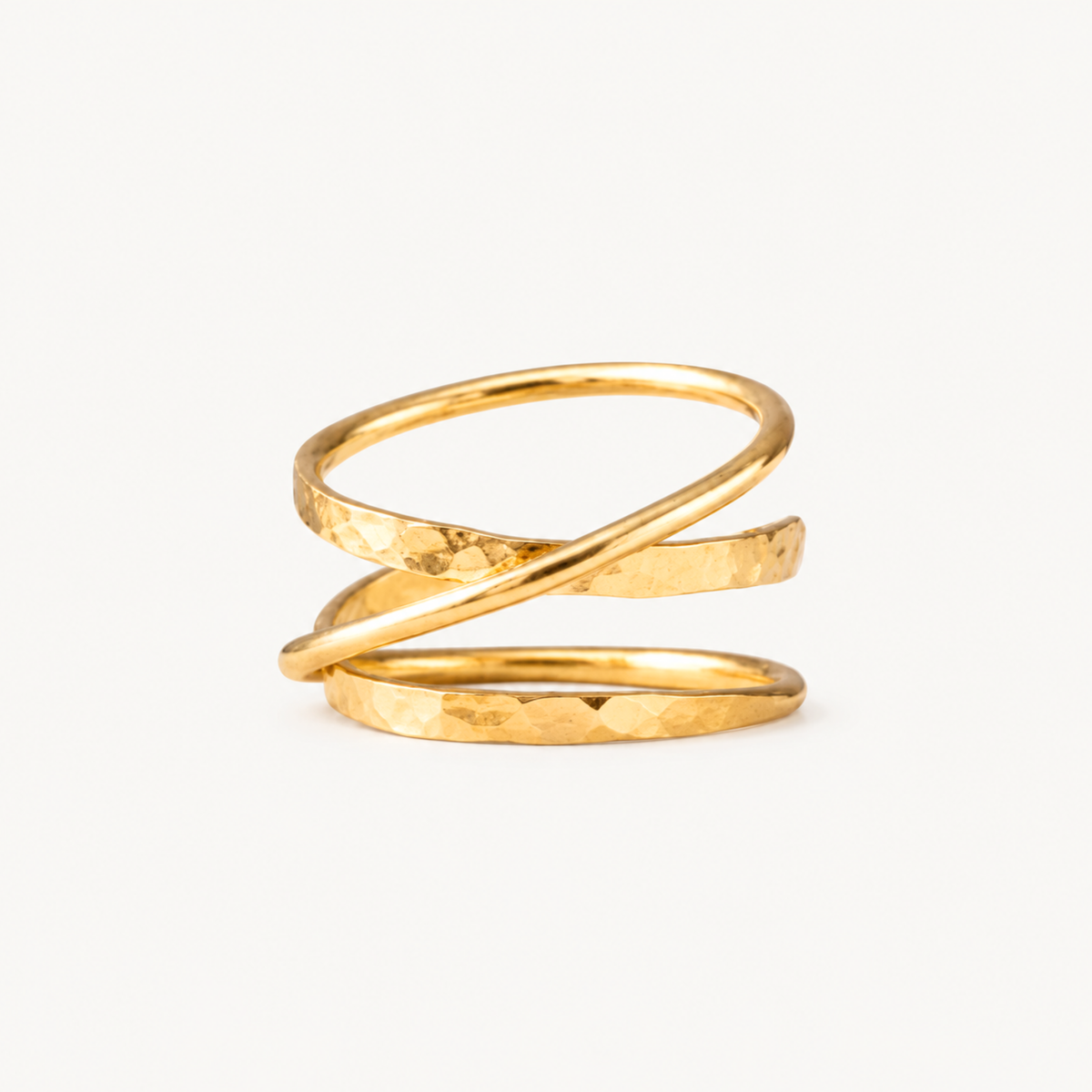 Hammered Wrap Ring – Triple Crossover Minimalist Ring