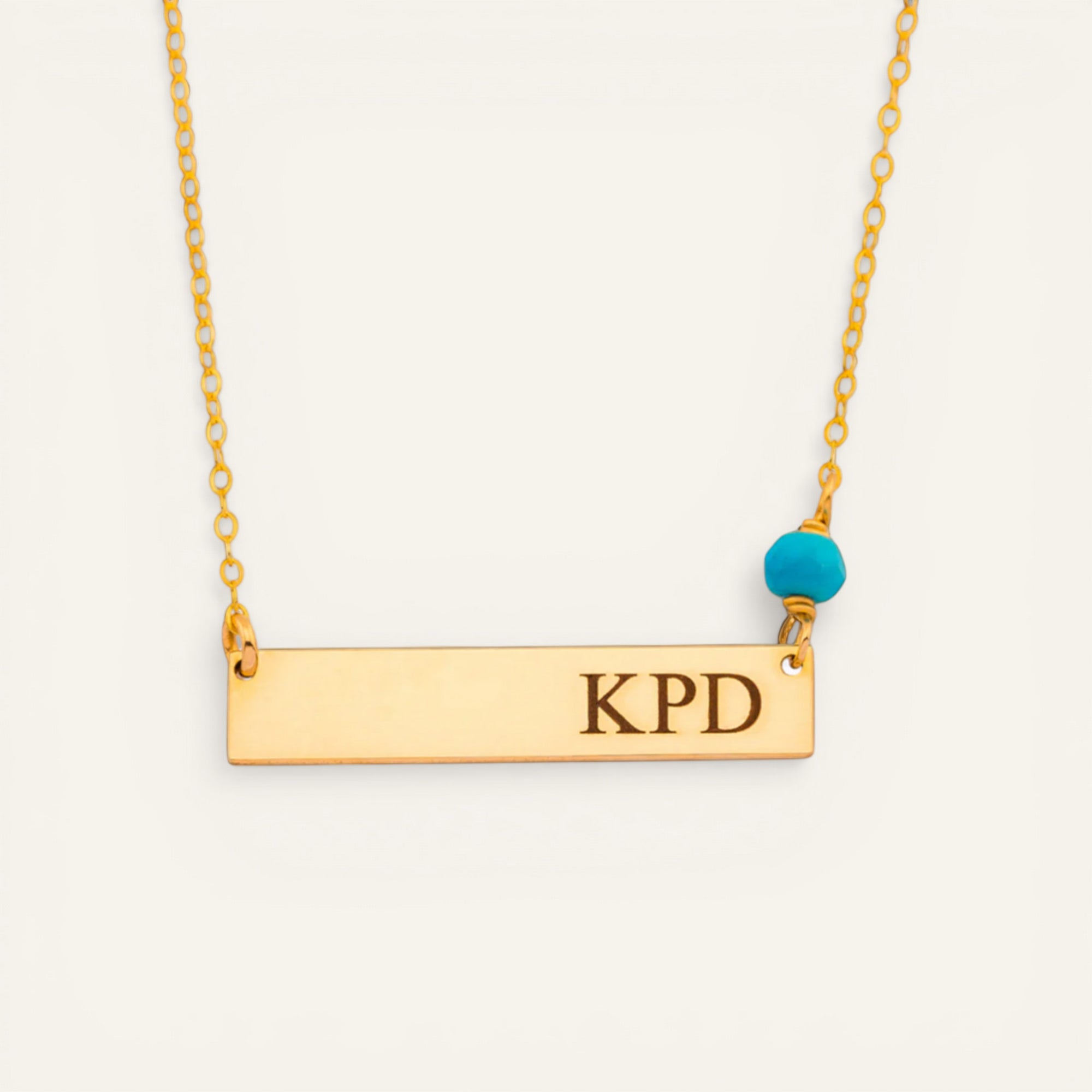 Customized Name Plate Bar Necklace and Birthstone. 1.25-inch