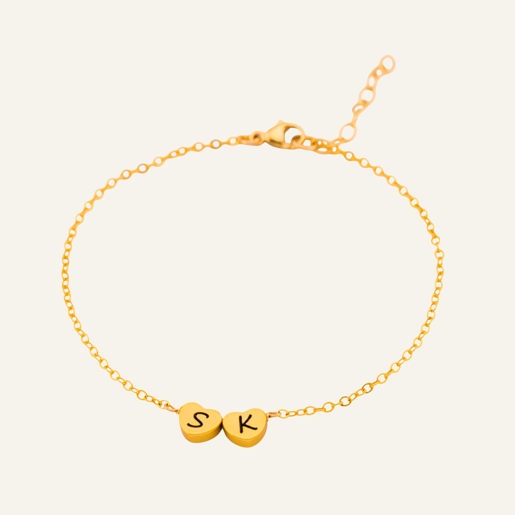Custom Initial Heart Charm Bracelet