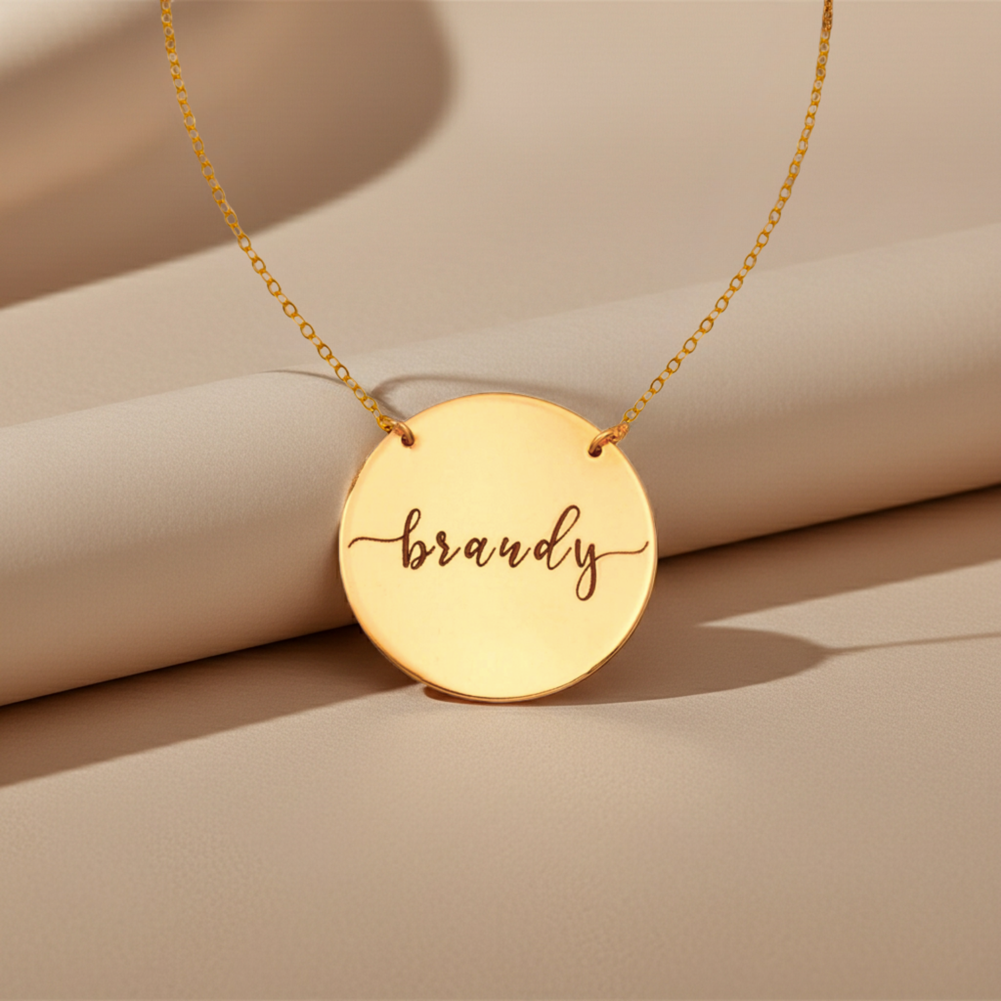 Personalized Large Circle Name Necklace, 1-inch Disc