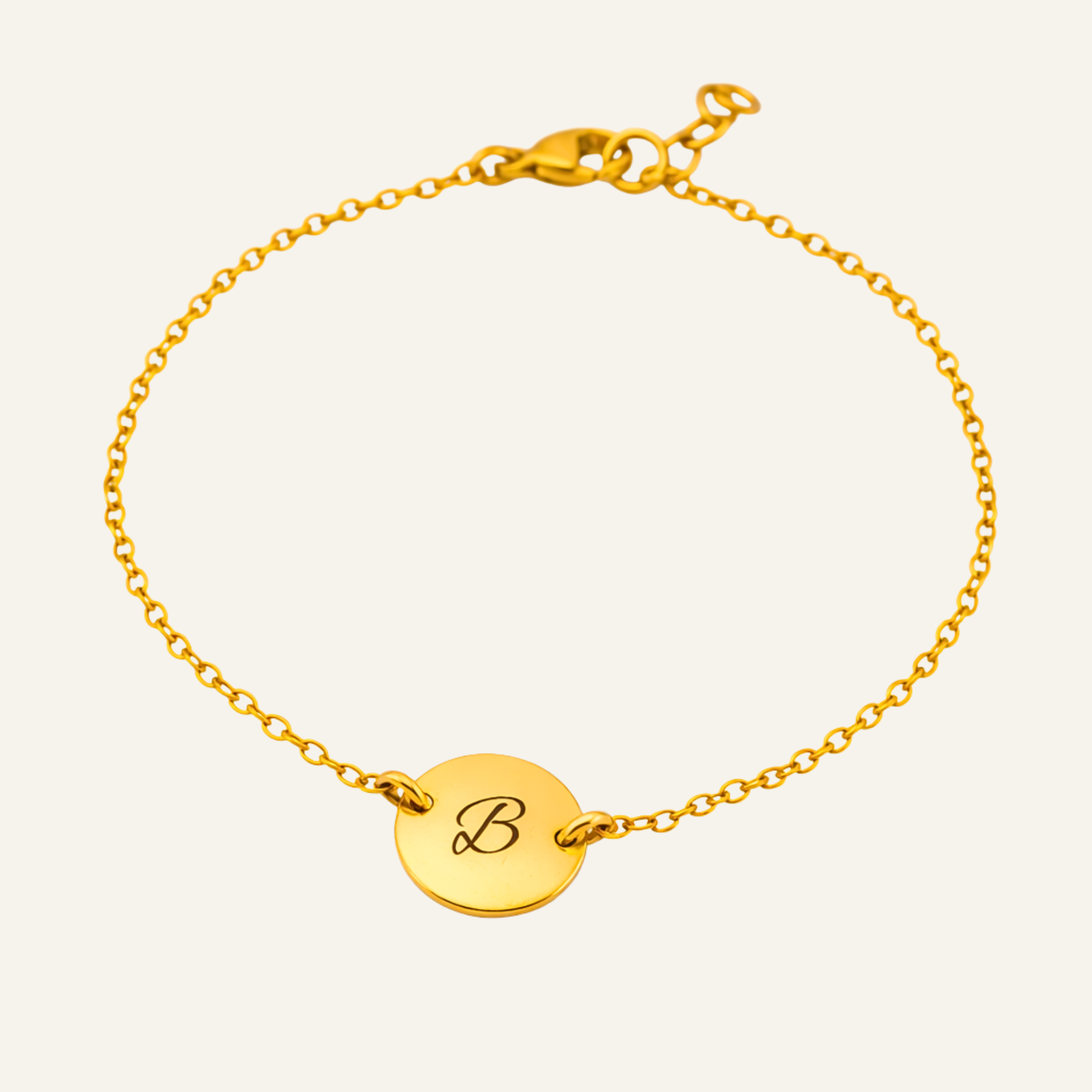 Customized Initial Circle Disc Bracelet, 7/16-inch Disc