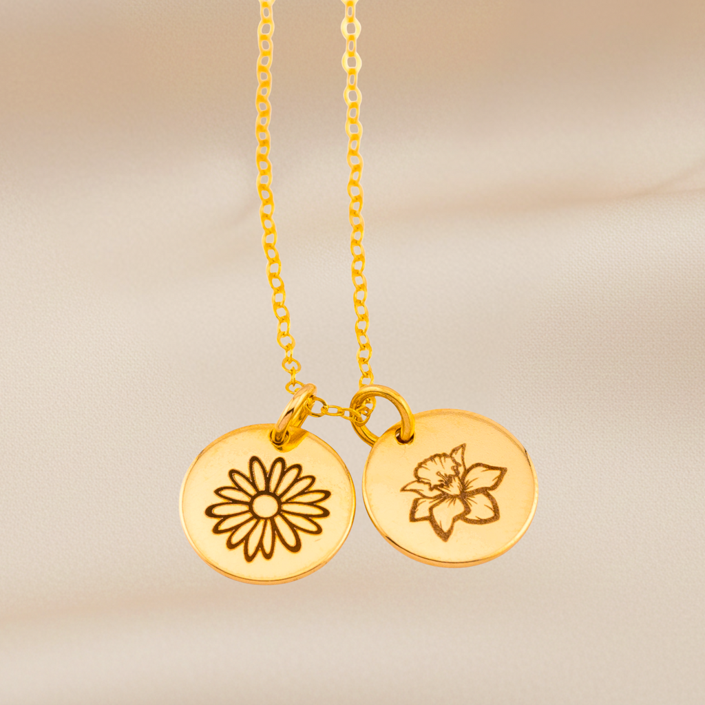 Birth Month Flower Necklace - 7/16"-inch Disc