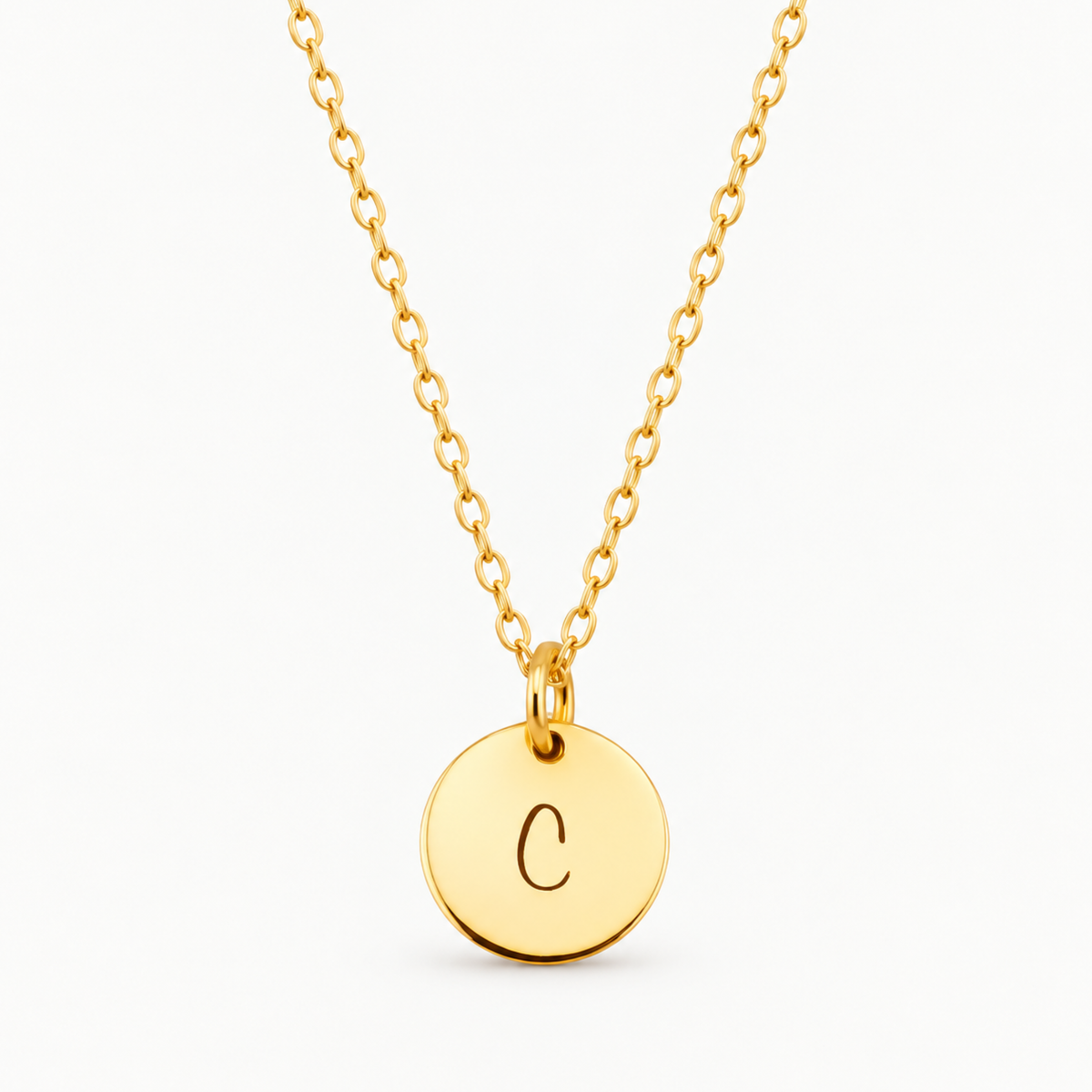 Custom Letter Circle Charm Necklace – Round Pendant
