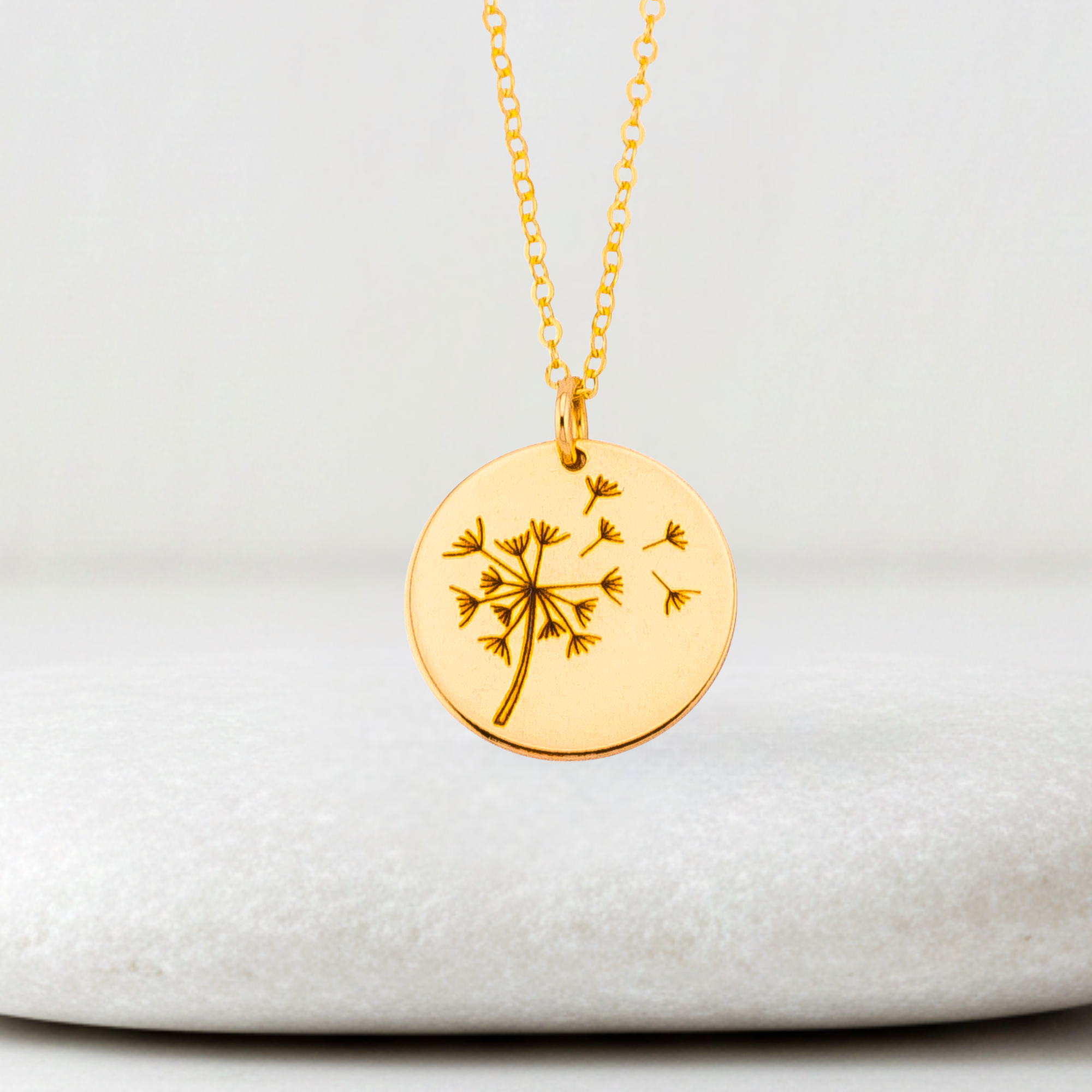 Dandelion Pendant Necklace, 5/8" Disc