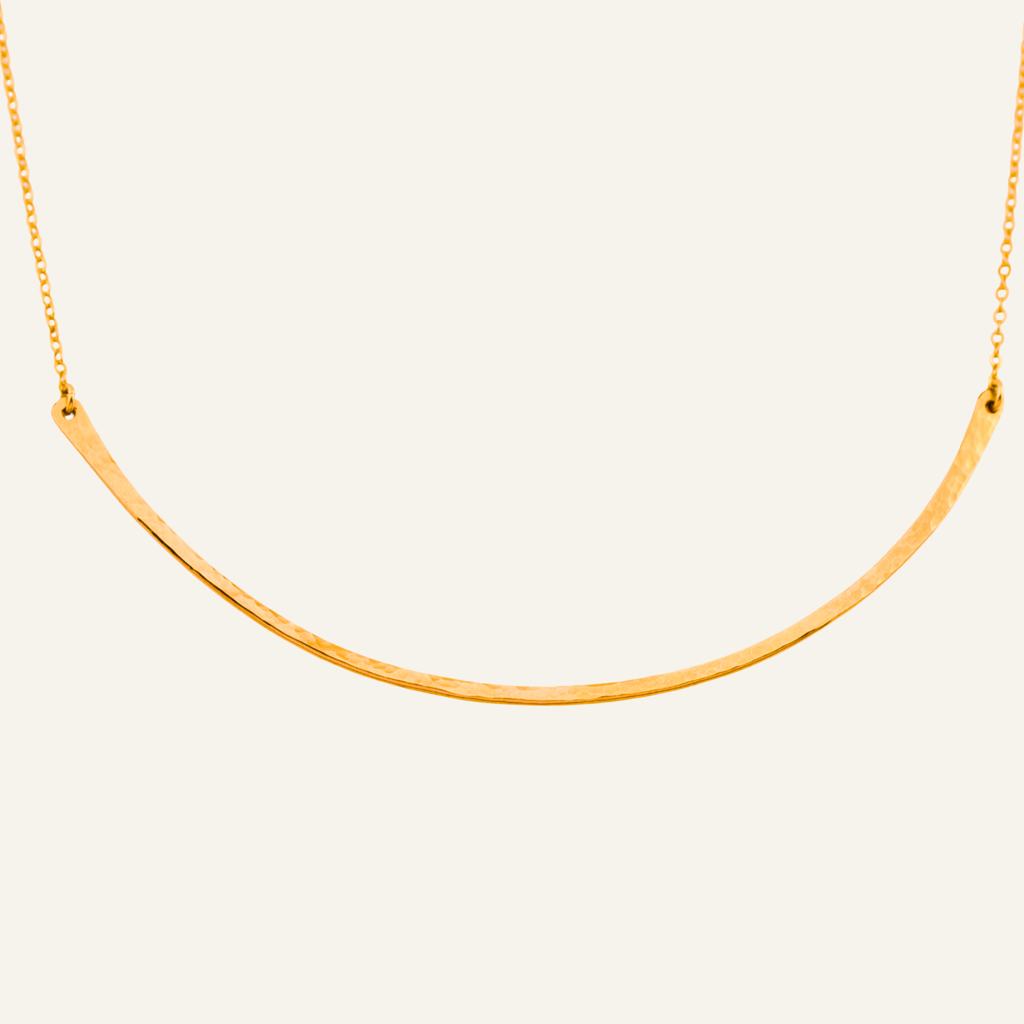 Handmade Long Trendy Hammered Skinny Curved Bar Necklace