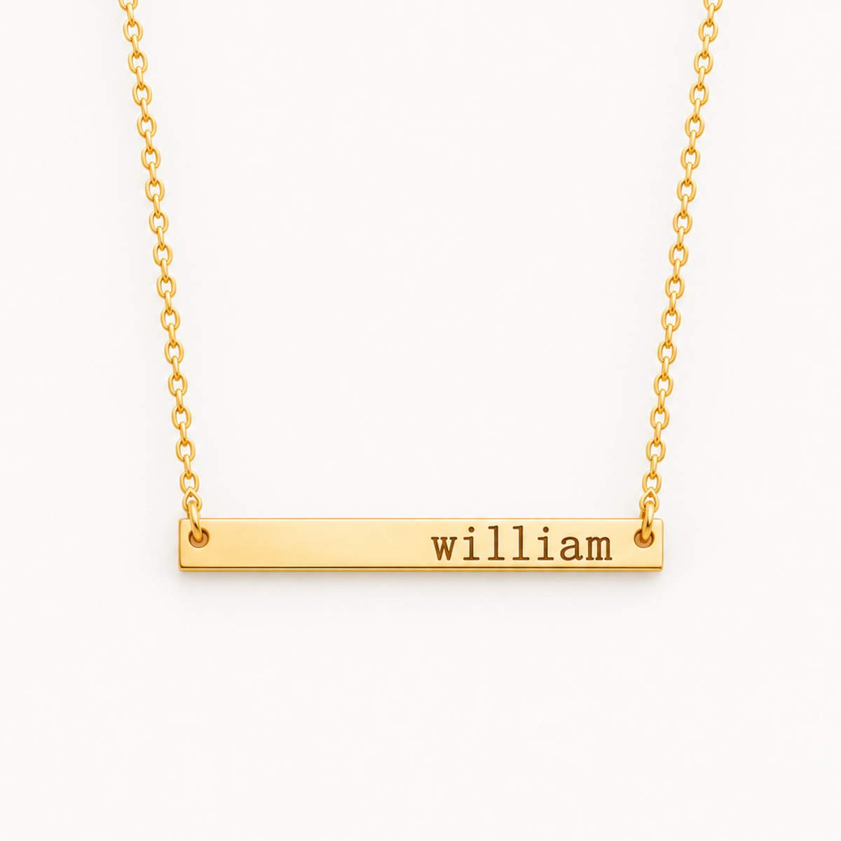 Personalized Skinny Horizontal Bar Necklace – Engraved Keepsake