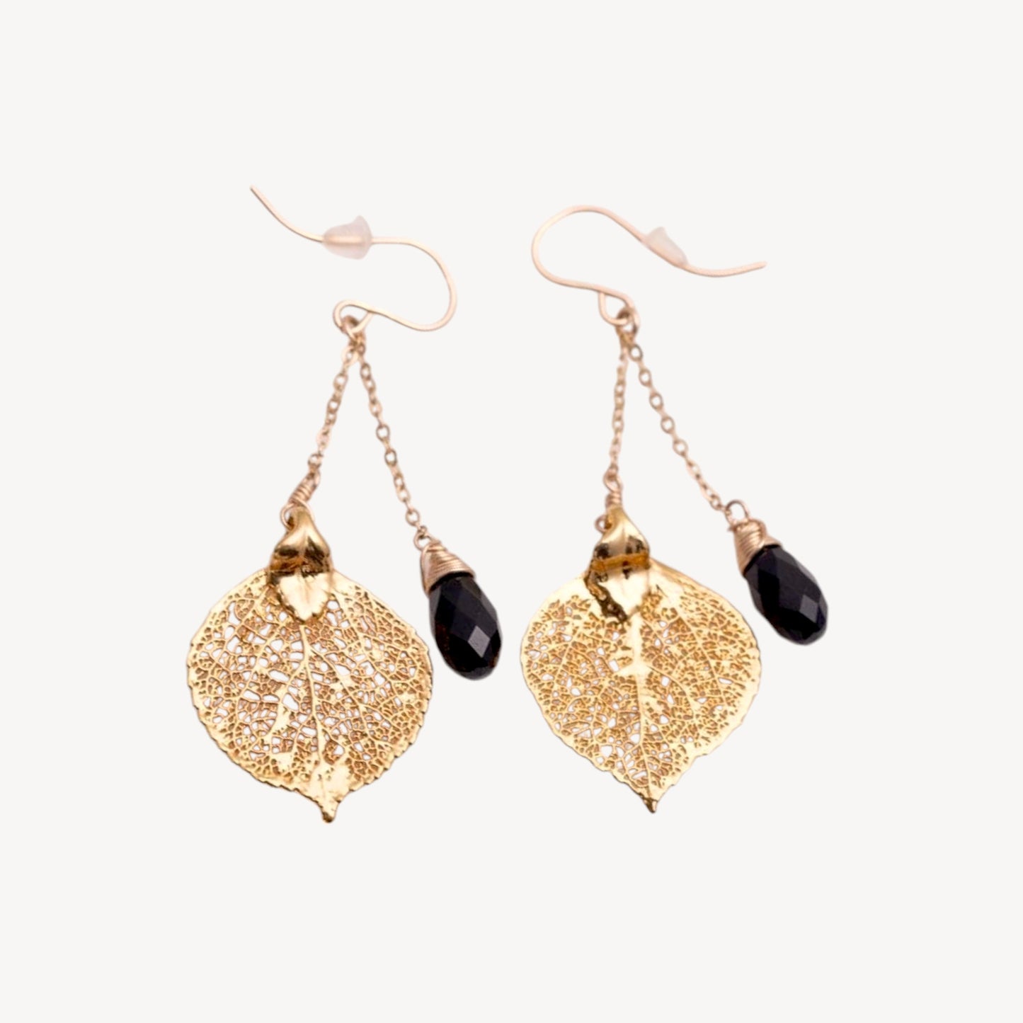 Aspen Leaf Earrings with Custom Birthstone