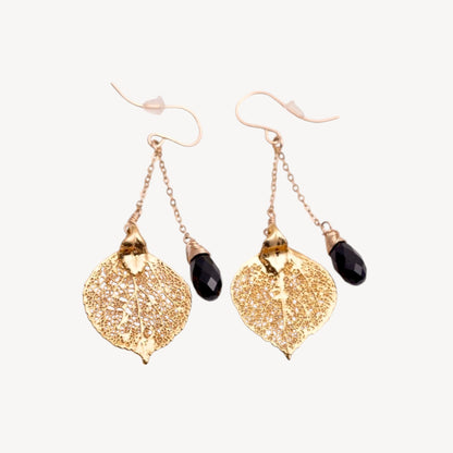 Aspen Leaf Earrings with Custom Birthstone