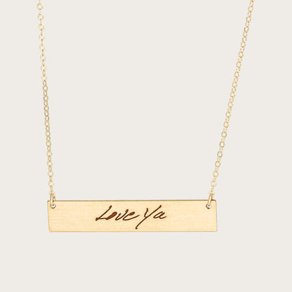 Actual Signature Handwriting Necklace, 8 mm 1.5" Bar