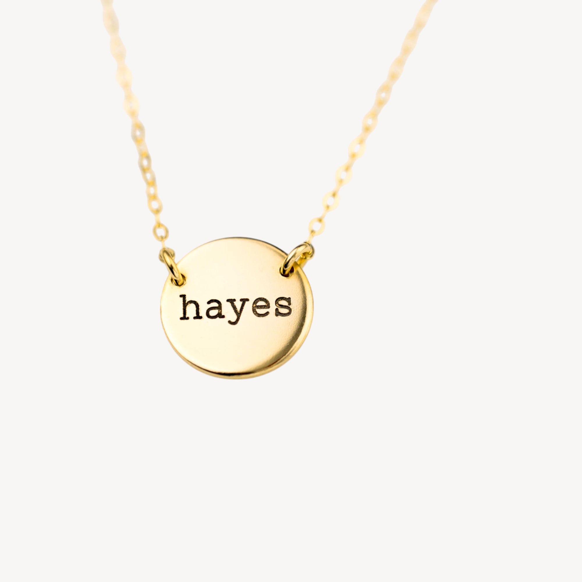 Personalized Large Circle Necklace, 1/2" Disc