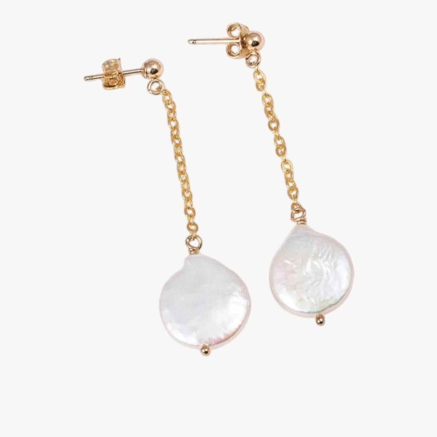 Stud Coin Pearl Dangle Earrings