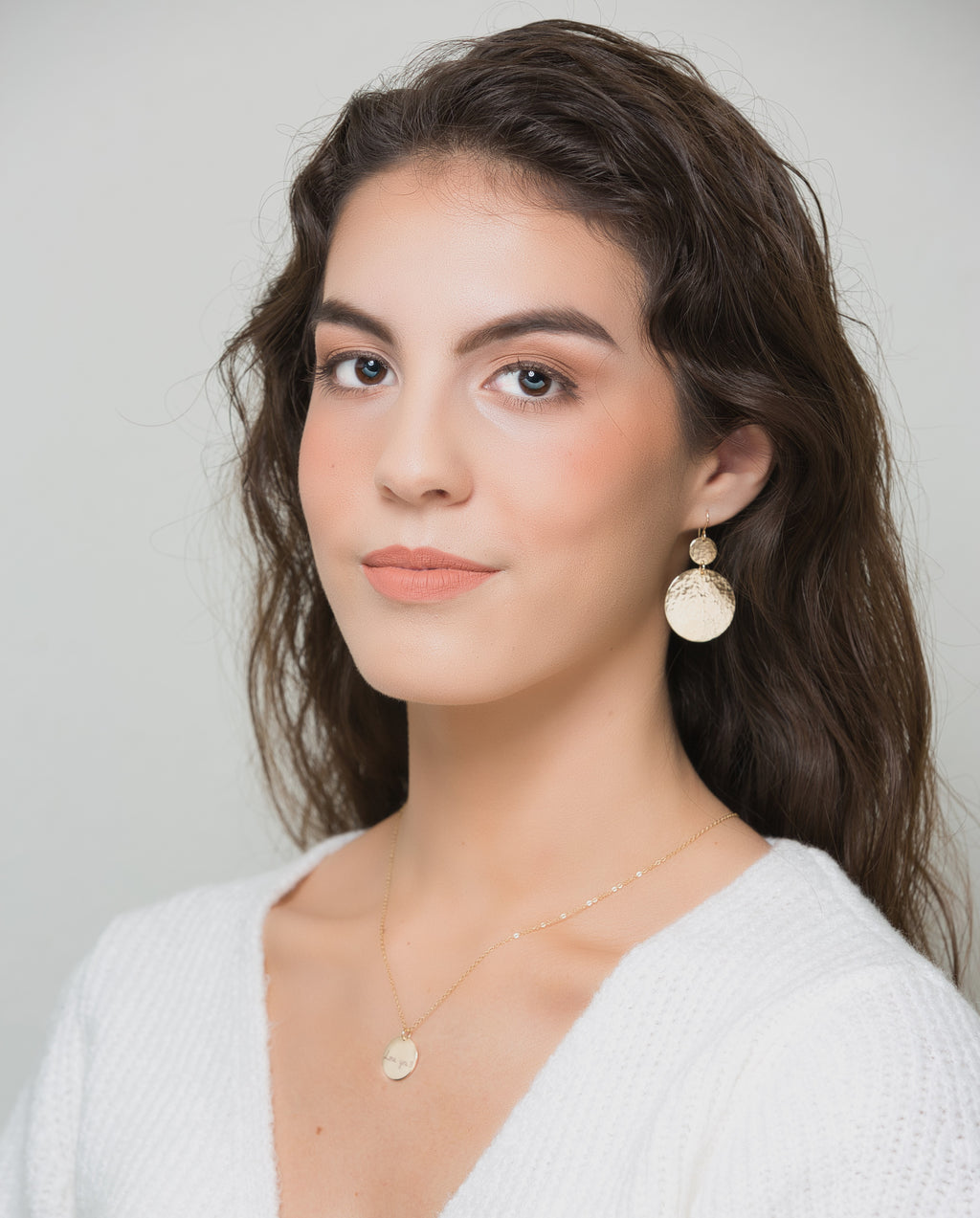 Gold XX-Large Hammered double disc earrings